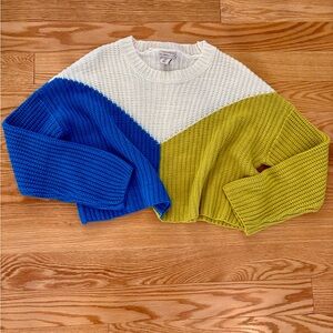 Sincerely Jules Color Block Cable Knit Sweater Size Medium— EUC